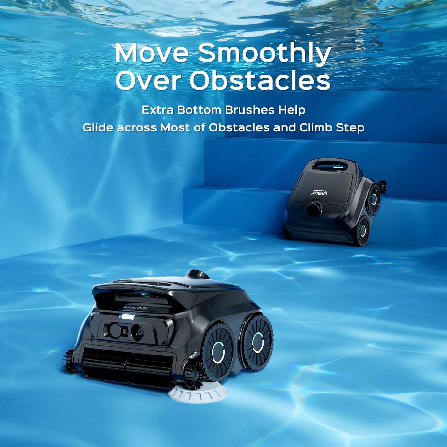 WYBOT B1 Cordless Robotic Pool Vacuum Pool Cleaner Robot for Inground Pools | Quad-Roller Brushes for Edge Cleaning, Floor & Wall Coverage, High Obstacle Crossing, Lightweight, App Control