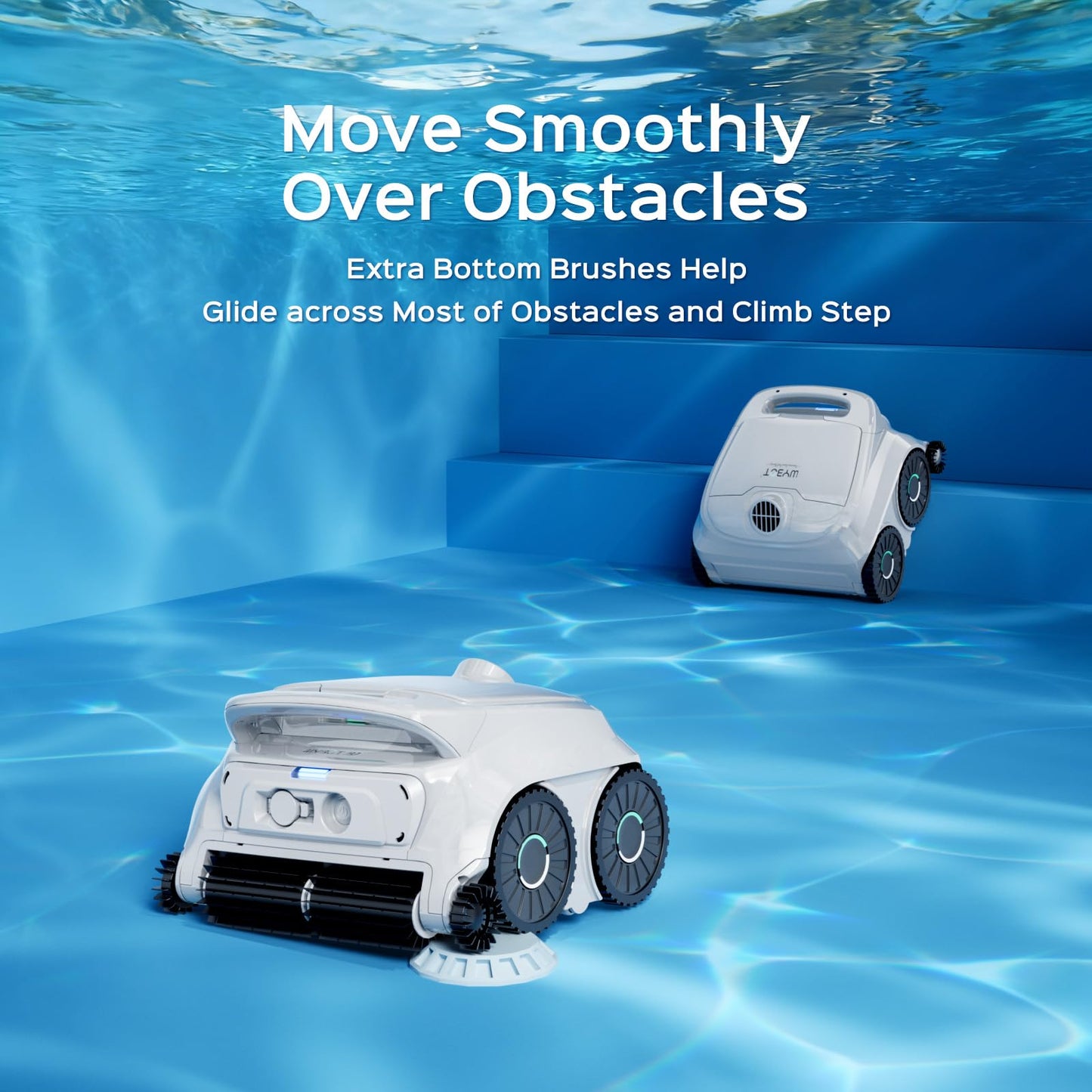 WYBOT B1 Cordless Robotic Pool Vacuum Pool Cleaner Robot for Inground Pools | Quad-Roller Brushes for Edge Cleaning, Floor & Wall Coverage, High Obstacle Crossing, Lightweight, App Control