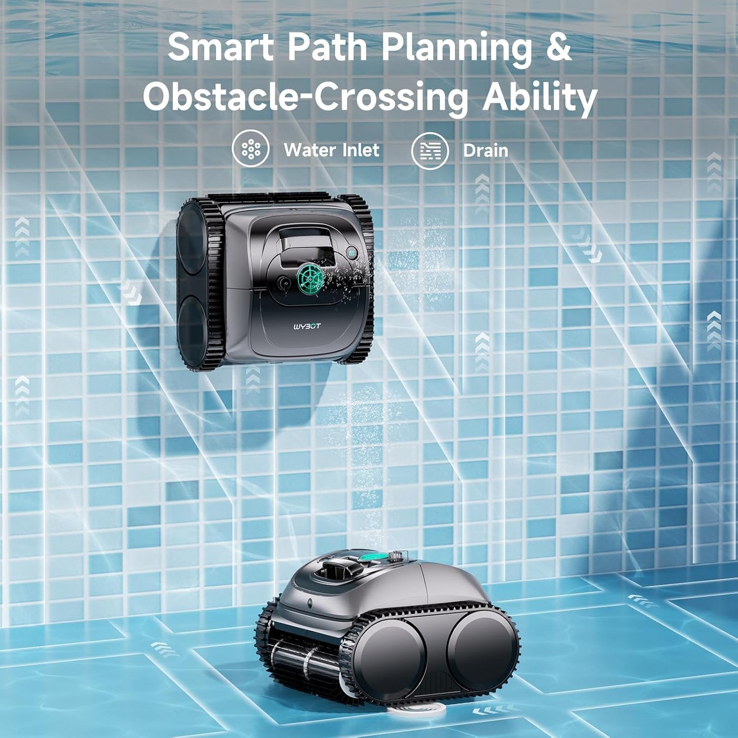 WYBOT C1 Cordless Robotic Pool Vacuum for Inground Pools, Professional | 4-in-1 Robotic Pool Cleaner for Above Ground Pool, 160 Mins Runtime, APP Countrol, Smart Navigation with Powerful Suction