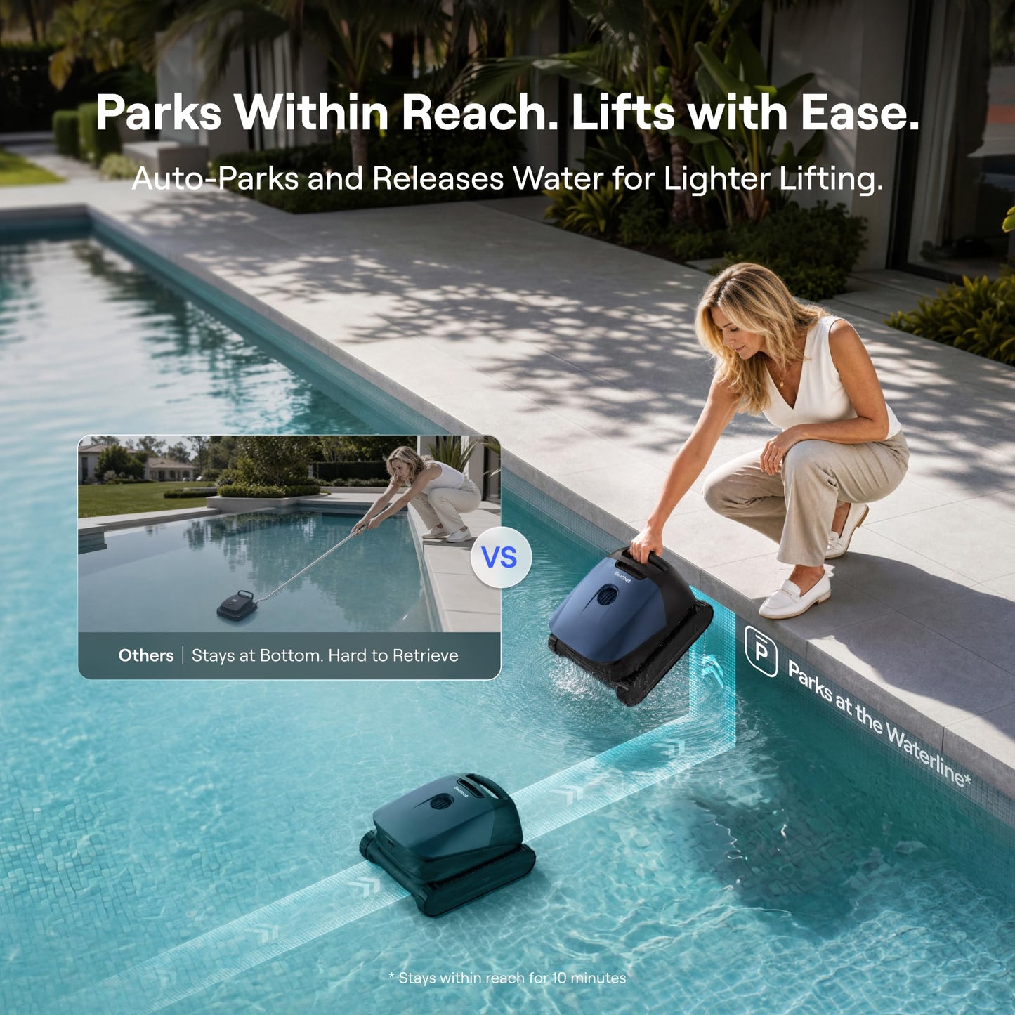 Beatbot Sora 10 Cordless Pool Vacuum Robot for Inground & Above Ground Pools, 6800 GPH Suction, Floor/Wall/Waterline/Shallow Area Cleaning, Waterline Parking, 300 Mins Runtime, Mint Green