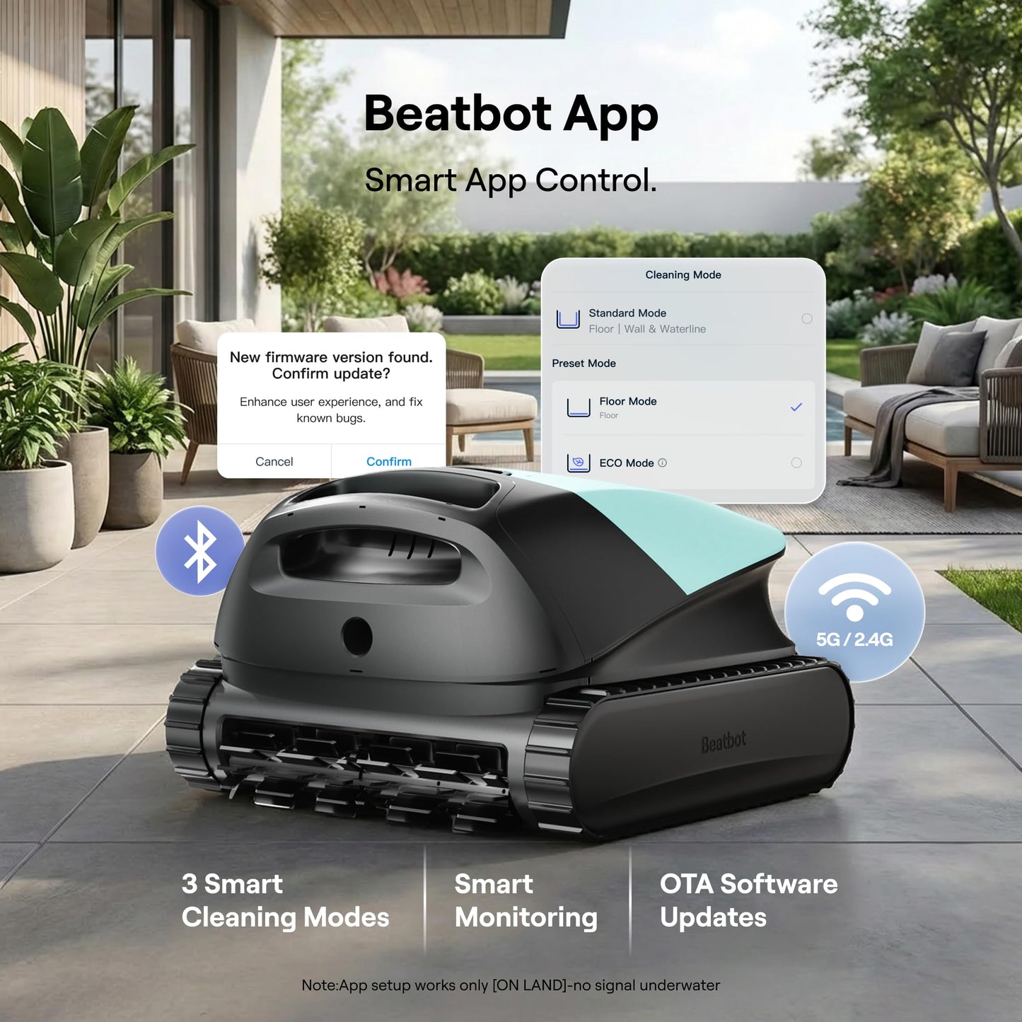Beatbot Sora 10 Cordless Pool Vacuum Robot for Inground & Above Ground Pools, 6800 GPH Suction, Floor/Wall/Waterline/Shallow Area Cleaning, Waterline Parking, 300 Mins Runtime, Mint Green