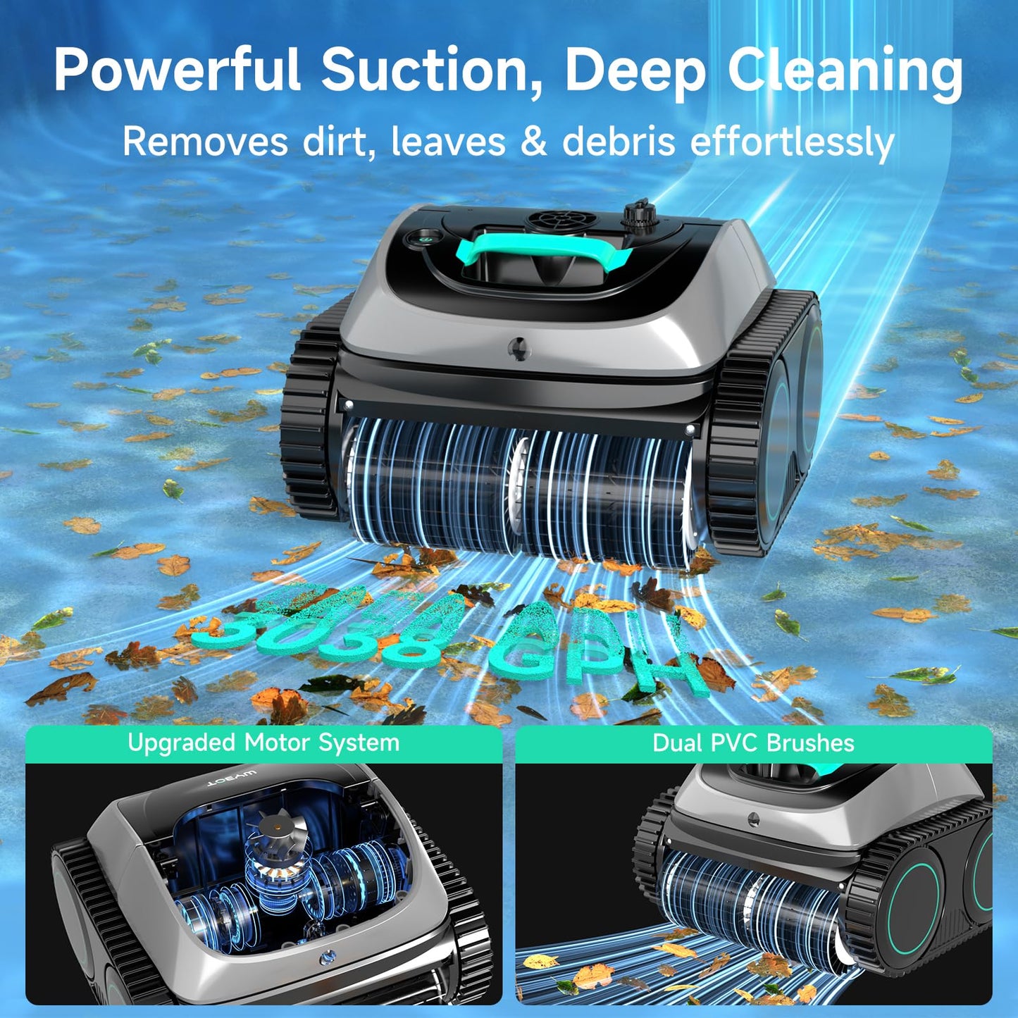 WYBOT C1 Cordless Robotic Pool Vacuum for Inground Pools, Professional | 4-in-1 Robotic Pool Cleaner for Above Ground Pool, 160 Mins Runtime, APP Countrol, Smart Navigation with Powerful Suction
