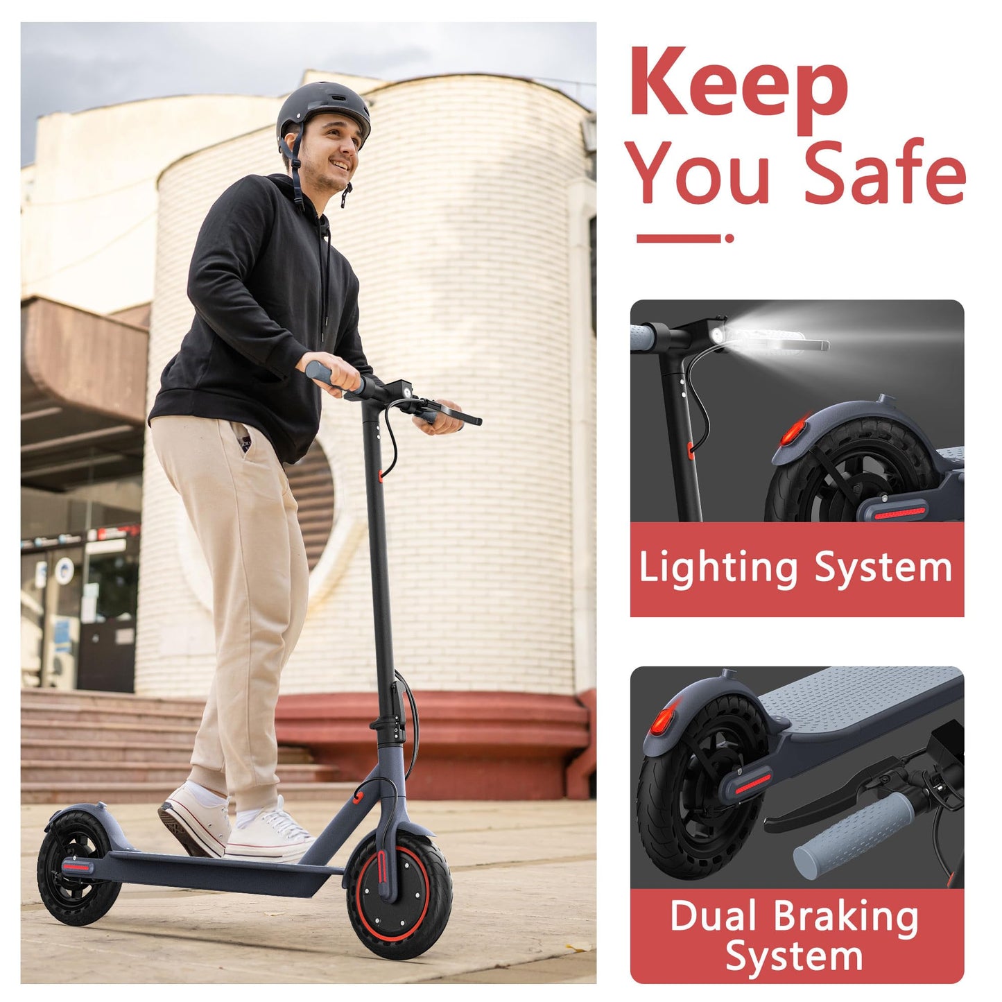 Maxshot Electric Scooter, 8.5" /10" /14" Tire, 16/19/22 Mph Top Speed, 12/16/21/27/28/49/50 Miles Long Range, Folding Escooter for Adults and Kids with Seat Bag, Dual Braking, Dual Suspension, App