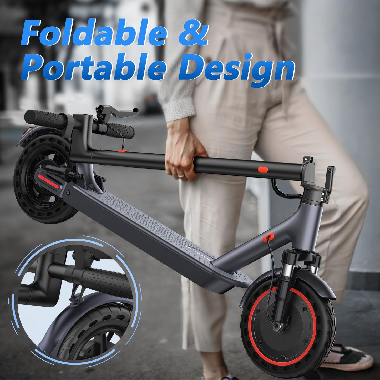 Maxshot Electric Scooter, 8.5" /10" /14" Tire, 16/19/22 Mph Top Speed, 12/16/21/27/28/49/50 Miles Long Range, Folding Escooter for Adults and Kids with Seat Bag, Dual Braking, Dual Suspension, App
