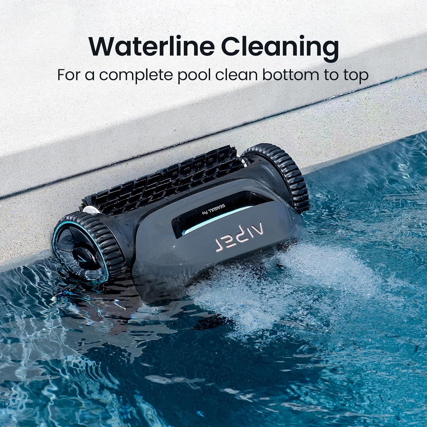 AIPER Seagull Pro Cordless Robotic Pool Cleaner, WavePath Navigation, Wall-Climbing, Quad-Motor, 150 mins Runtime for Inground Pools up to 1,600 sq.ft, ZT6002 Green&Grey