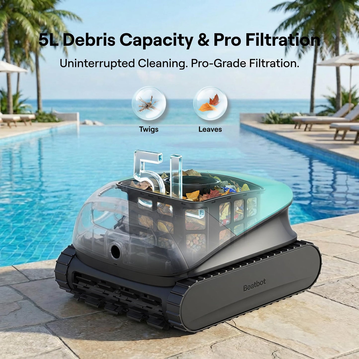 Beatbot Sora 10 Cordless Pool Vacuum Robot for Inground & Above Ground Pools, 6800 GPH Suction, Floor/Wall/Waterline/Shallow Area Cleaning, Waterline Parking, 300 Mins Runtime, Mint Green