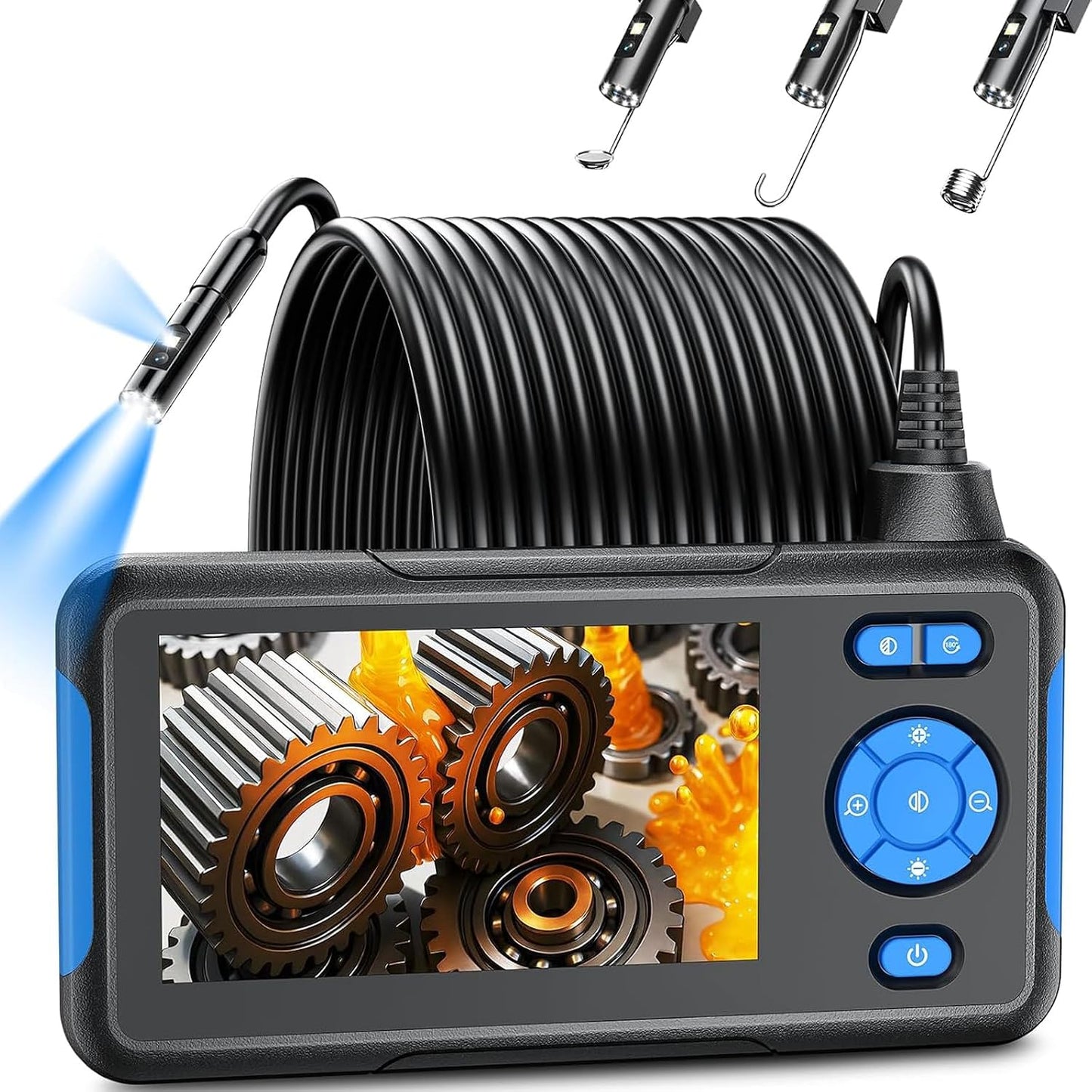 Endoscope Camera with Light, Dual Lens 4.3'' Inspection Camera, 1080P HD Borescope, IP67 Waterproof Snake Camera for Inspecting Walls, Vents, Automotive Engines, Pipes, 16.4FT