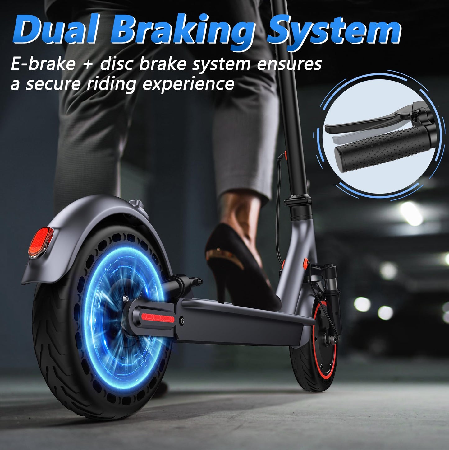 Maxshot Electric Scooter, 8.5" /10" /14" Tire, 16/19/22 Mph Top Speed, 12/16/21/27/28/49/50 Miles Long Range, Folding Escooter for Adults and Kids with Seat Bag, Dual Braking, Dual Suspension, App