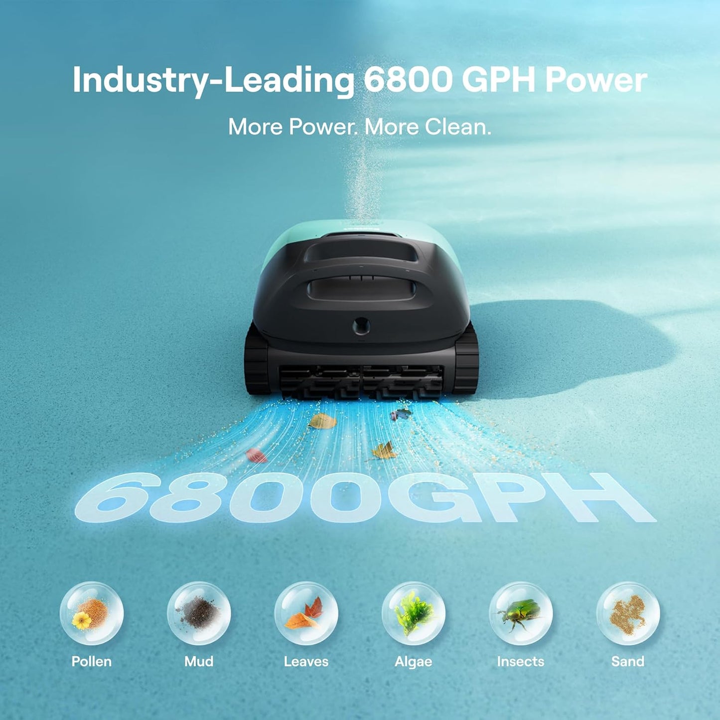 Beatbot Sora 10 Cordless Pool Vacuum Robot for Inground & Above Ground Pools, 6800 GPH Suction, Floor/Wall/Waterline/Shallow Area Cleaning, Waterline Parking, 300 Mins Runtime, Mint Green