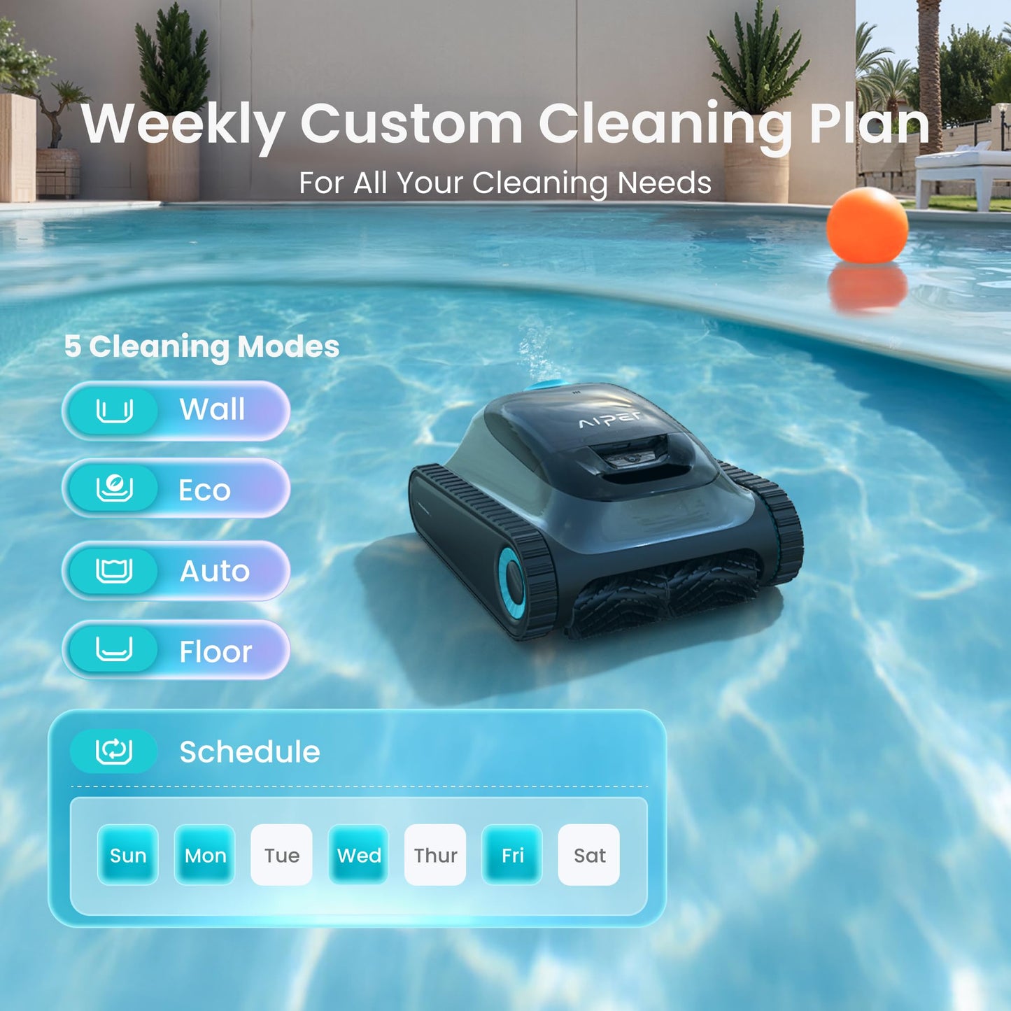 Aiper Scuba S1 - Robotic Pool Cleaner, Powerful Suction, 150-Min Runtime, Wall & Waterline Cleaning, for Inground & Above Ground Pools up to 1600 sq.ft-2024 Basic