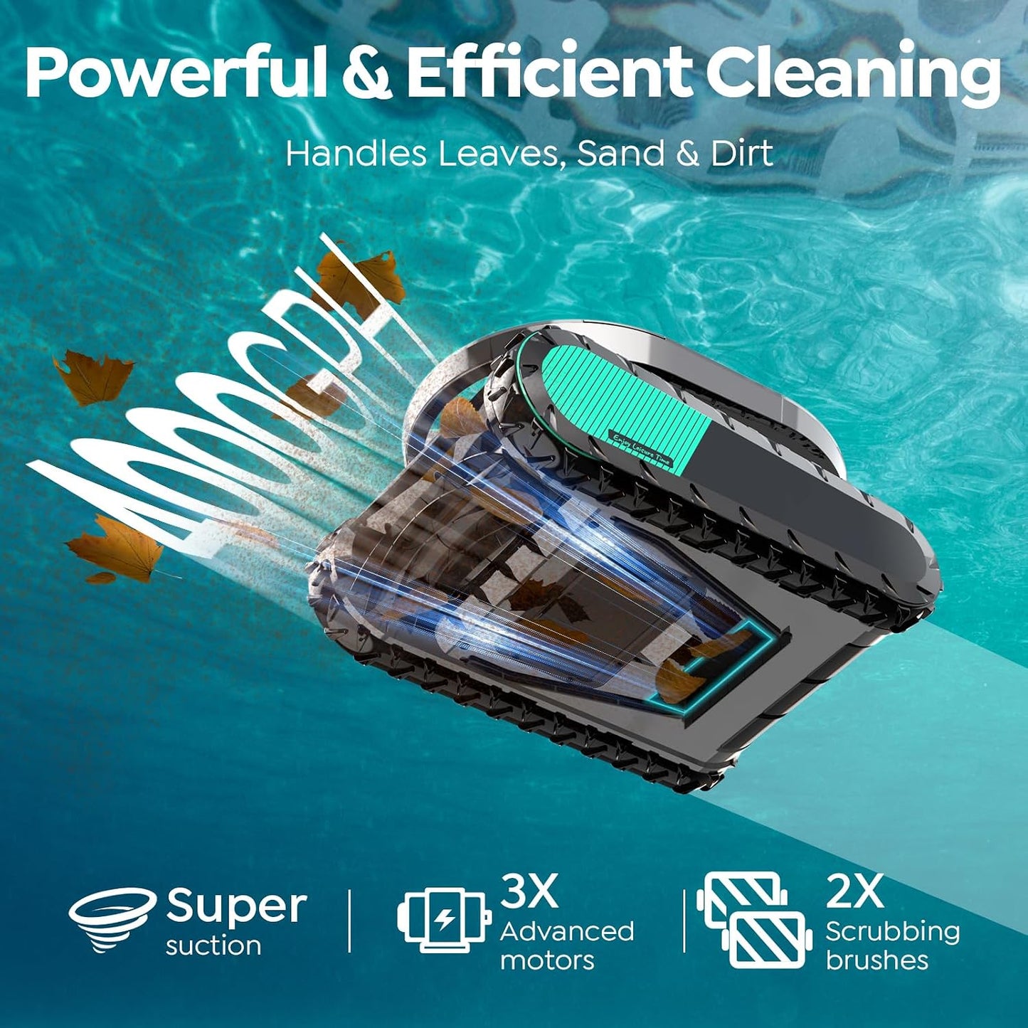 Pleco Pro Cordless Robotic Pool Cleaner for Inground Pools, Automatic Pool Vacuum with App Control, Smart Navigation, Wall Climbing, Waterline Cleaning & Dual-Layer Filtration, Stone Gray