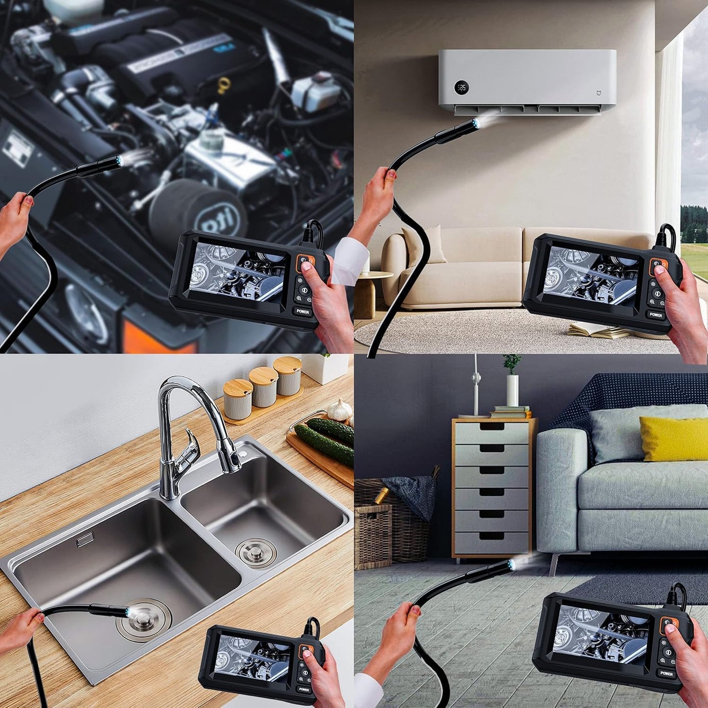 Daxiongmao Endoscope Camera with Light, 1080P HD Borescope | IP67 Waterproof Snake Camera – Ideal for Inspecting Walls, Vents, Automotive Engines, Pipes – A Great Gift Tool for Men