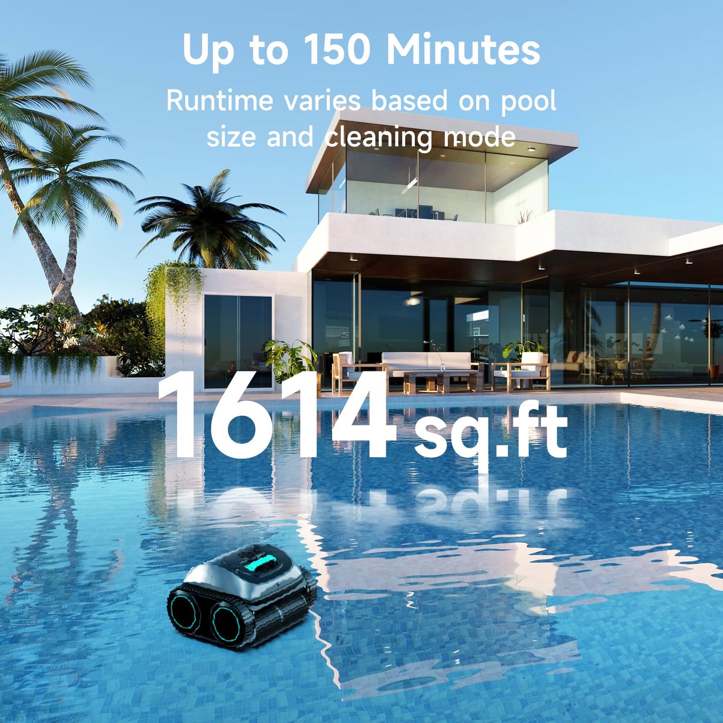 WYBOT C1 Cordless Robotic Pool Vacuum for Inground Pools, Professional | 4-in-1 Robotic Pool Cleaner for Above Ground Pool, 160 Mins Runtime, APP Countrol, Smart Navigation with Powerful Suction