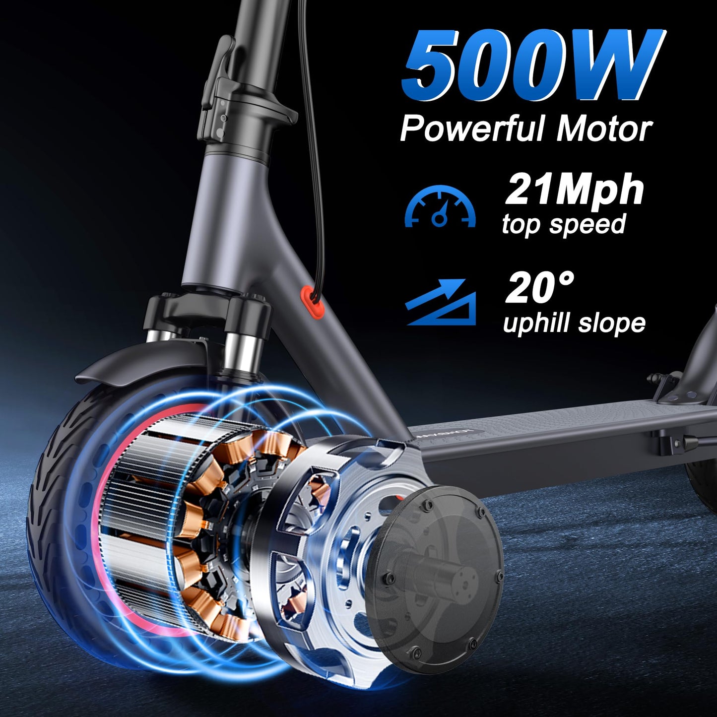 Maxshot Electric Scooter, 8.5" /10" /14" Tire, 16/19/22 Mph Top Speed, 12/16/21/27/28/49/50 Miles Long Range, Folding Escooter for Adults and Kids with Seat Bag, Dual Braking, Dual Suspension, App