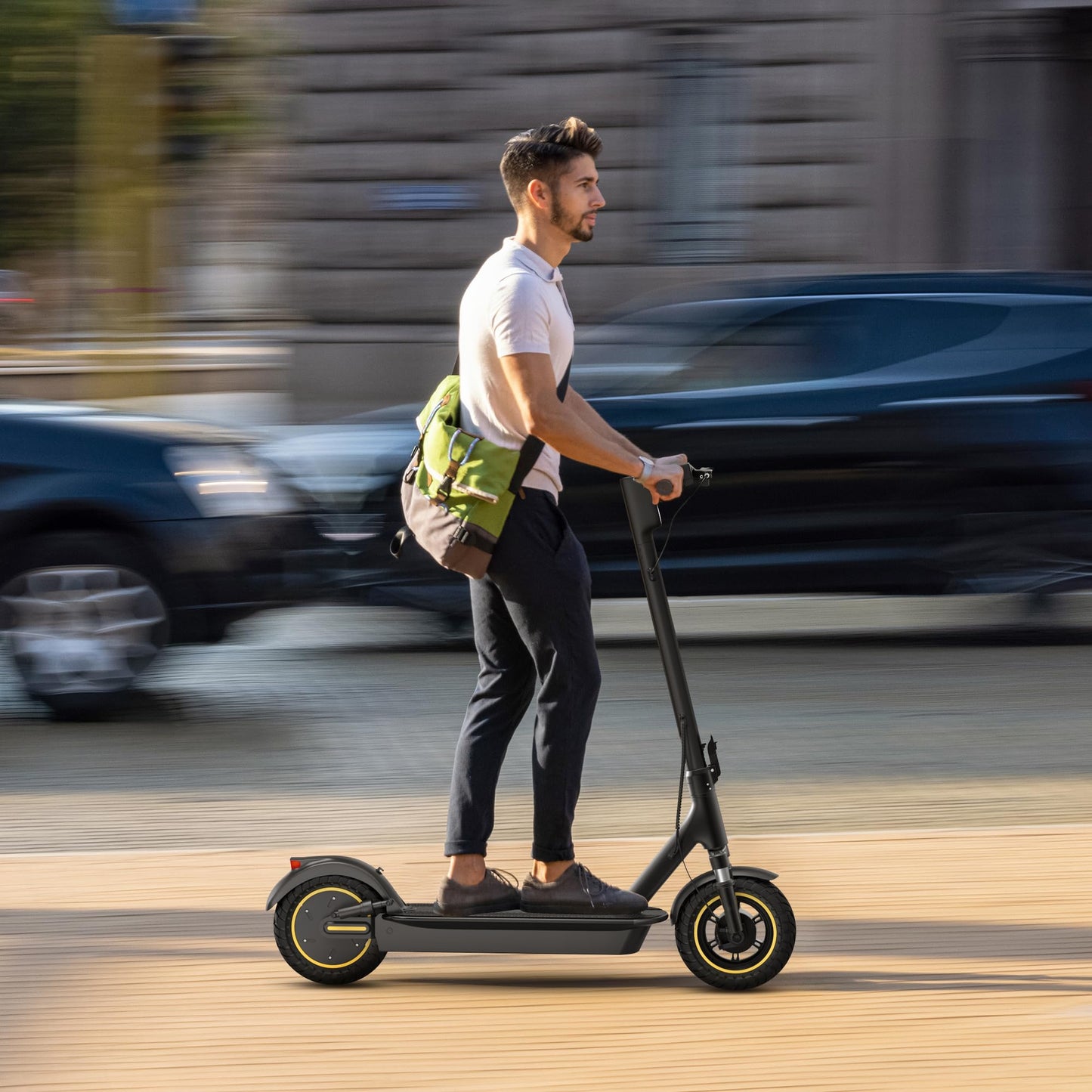Maxshot Electric Scooter, 8.5" /10" /14" Tire, 16/19/22 Mph Top Speed, 12/16/21/27/28/49/50 Miles Long Range, Folding Escooter for Adults and Kids with Seat Bag, Dual Braking, Dual Suspension, App
