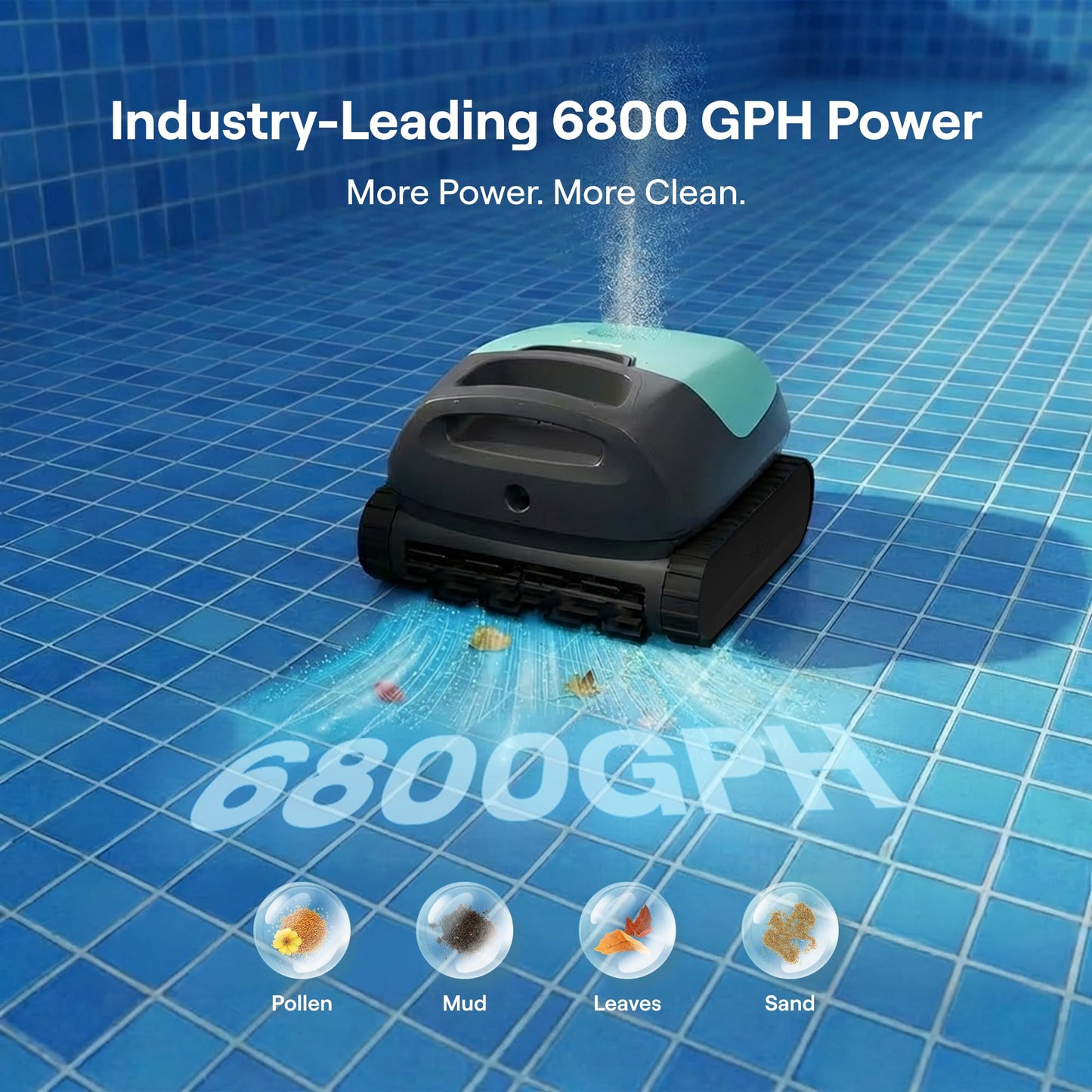 Beatbot Sora 10 Cordless Pool Vacuum Robot for Inground & Above Ground Pools, 6800 GPH Suction, Floor/Wall/Waterline/Shallow Area Cleaning, Waterline Parking, 300 Mins Runtime, Mint Green