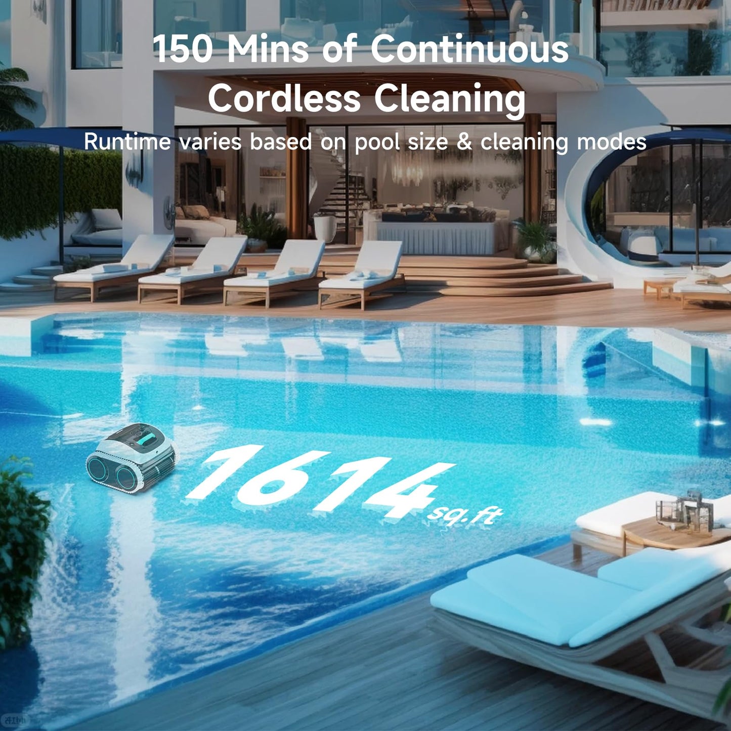 WYBOT C1 Cordless Robotic Pool Vacuum for Inground Pools, Professional | 4-in-1 Robotic Pool Cleaner for Above Ground Pool, 160 Mins Runtime, APP Countrol, Smart Navigation with Powerful Suction