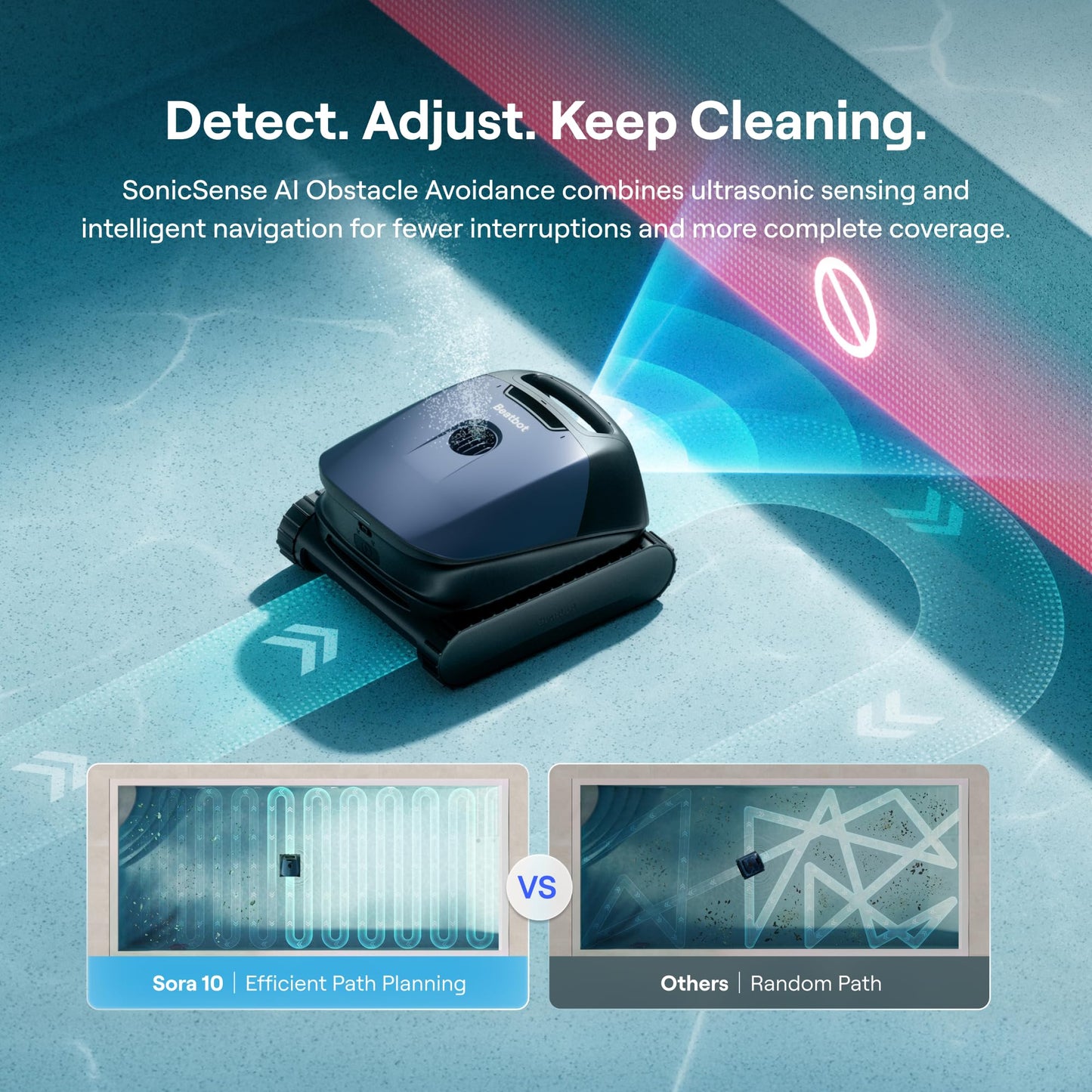 Beatbot Sora 10 Cordless Pool Vacuum Robot for Inground & Above Ground Pools, 6800 GPH Suction, Floor/Wall/Waterline/Shallow Area Cleaning, Waterline Parking, 300 Mins Runtime, Mint Green