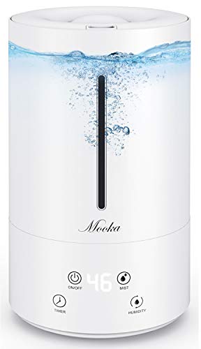 Mooka Humidifier, 4.5L(1.2Gal) Cool Mist Top Fill White
