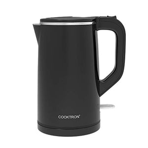 COOKTRON 1.7L Electric Kettle, Double Wall Hot Water Boiler BPA-Free, Black