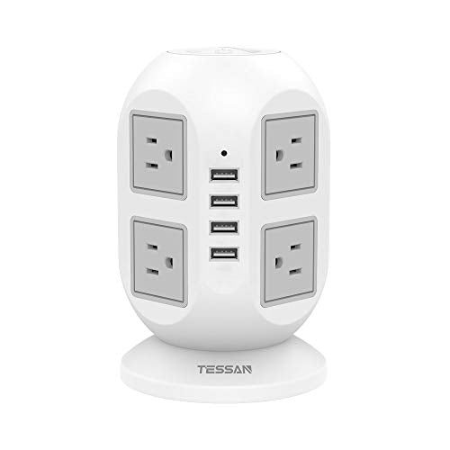 Power Strip Tower TESSAN Surge Protector 8 AC Outlets with 4 USB Ports...