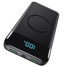 Load image into Gallery viewer, Wireless Portable Charger 30,800mAh 15W 5.9x2.9x0.6 Inch, Black