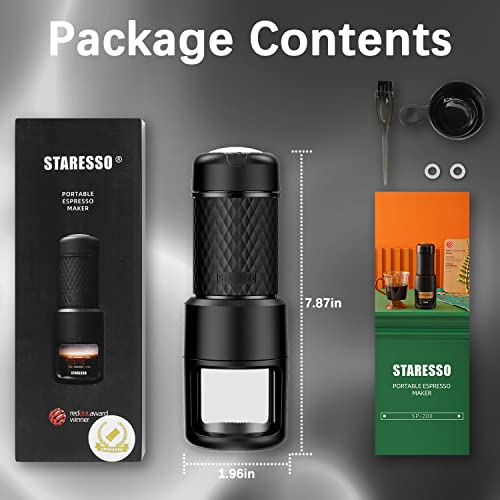 STARESSO (Upgrade) Portable Espresso Machine - Manual Medium, Black
