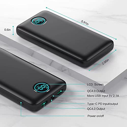 Portable Charger Power Bank 30,800mAh LCD Display Bank,25W PD Fast...