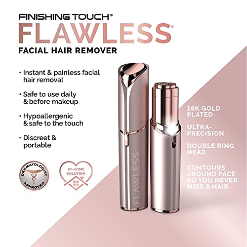 Finishing Touch Flawless Women's Painless Hair Remover 3 Piece Set, Rose Gold