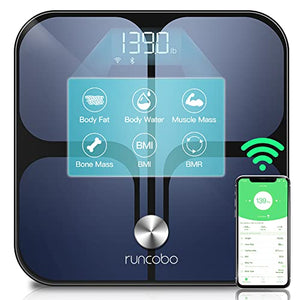 Digital Scale, Runcobo Wi-Fi Bluetooth Auto, 1 Count (Pack of 1), Black