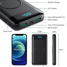Load image into Gallery viewer, Wireless Portable Charger 30,800mAh 15W 5.9x2.9x0.6 Inch, Black