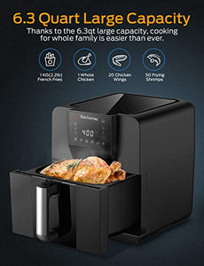 Elechomes Air Fryer, 6.3 QT Large Fryer Oven 11.6x15.1x13.9 inch, Black