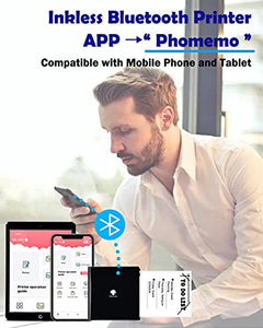 Phomemo M02 Mini Pocket Printer- Portable Bluetooth 3.3x3.3x1.6'', Black