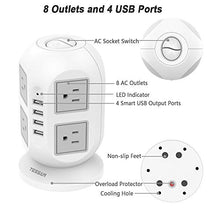 Load image into Gallery viewer, Power Strip Tower TESSAN Surge Protector 8 AC Outlets with 4 USB Ports...
