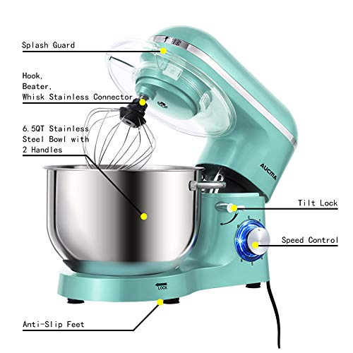 Aucma Stand Mixer,6.5-QT 660W 6-Speed Tilt-Head Food Mixer, Kitchen  Electric Mixer with Dough Hook. 