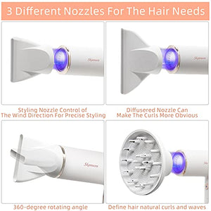 Professional Hair Dryer, Brushless Motor, Foldable Blow Dryers White