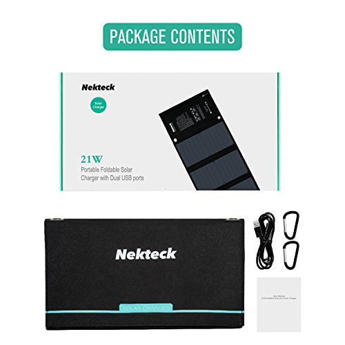 Nekteck 21W Portable Solar Panel Charger, Waterproof Camping Gear Solar...