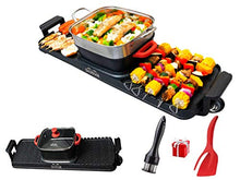 Load image into Gallery viewer, SKAIVA 3 in 1 Electric Smokeless Grill and Hot Pot with Black Silver Red