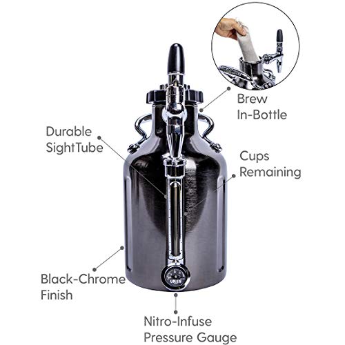 GrowlerWerks uKeg Nitro Cold Brew Coffee Maker, 50 oz, 50 oz., Black Chrome