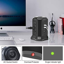 Load image into Gallery viewer, BEVA Power Strip Tower with 9 AC-Outlets and 4 USB Charging Ports Switch...