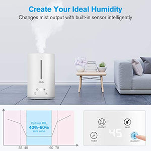 Mooka Humidifier, 4.5L(1.2Gal) Cool Mist Top Fill White