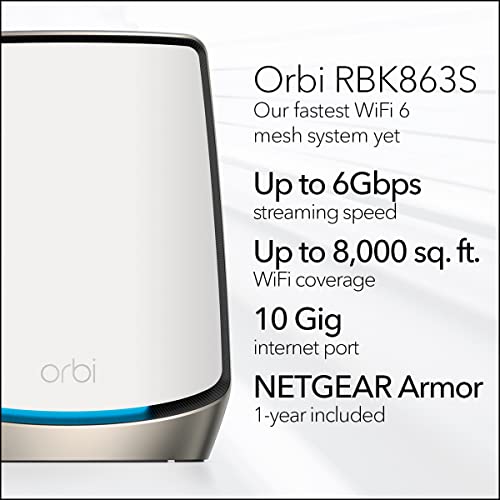 NETGEAR Orbi Tri-Band WiFi 6 Mesh System (RBK863S) – Router with 2 Satellite...