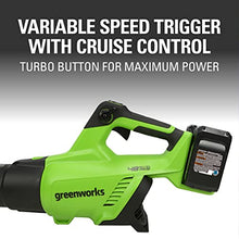 Load image into Gallery viewer, Greenworks 48V (2 x 24V) Cordless Axial Blower (125 MPH 2*2Ah Battery, Green