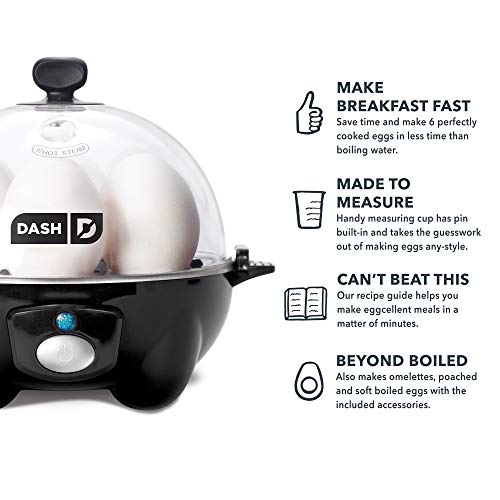 DASH black Rapid 6 Capacity Electric Cooker for Hard Boiled, One Size, Black