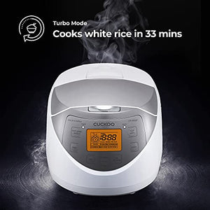 Cuckoo CR-0632F 6 Cup Micom Rice Cooker and Warmer, 10 Menu White/Silver