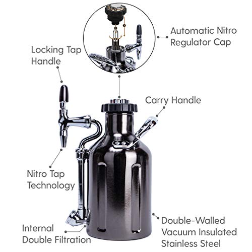GrowlerWerks uKeg Nitro Cold Brew Coffee Maker, 50 oz, 50 oz., Black Chrome
