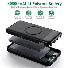Load image into Gallery viewer, Wireless Portable Charger 30,800mAh 15W 5.9x2.9x0.6 Inch, Black