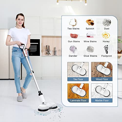 OGORI Electric Mop, Cordless Spin Mop Hardwood 11 Piece Set, Grey