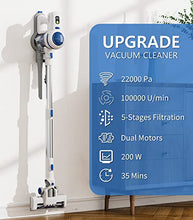 Load image into Gallery viewer, ORFELD Cordless Vacuum Cleaner, 22000Pa 41.34*9.05*4.7 inch, Blue &amp; Silver