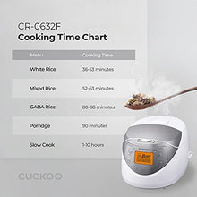 Load image into Gallery viewer, Cuckoo CR-0632F 6 Cup Micom Rice Cooker and Warmer, 10 Menu White/Silver